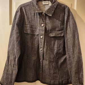 CHICO'S DENIM CHARCOAL COLOR JACKET CHICO'S SIZE 3